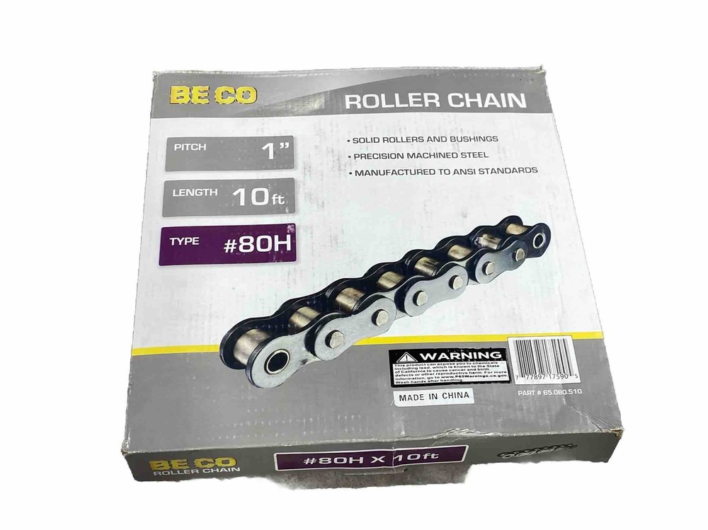 BE CO #80H Heavy Duty Roller Chain × 10 Feet New