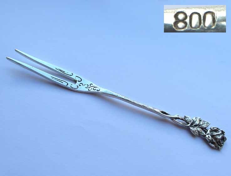 Serving Fork, Rose, Rose Decor, 800 Silver F306