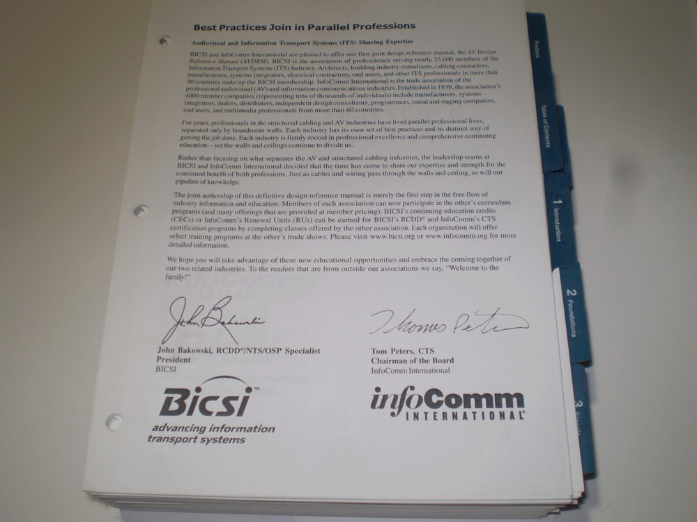 BICSI AV (Audio/Video) Design Reference Manual (AVDRM) 1st edition