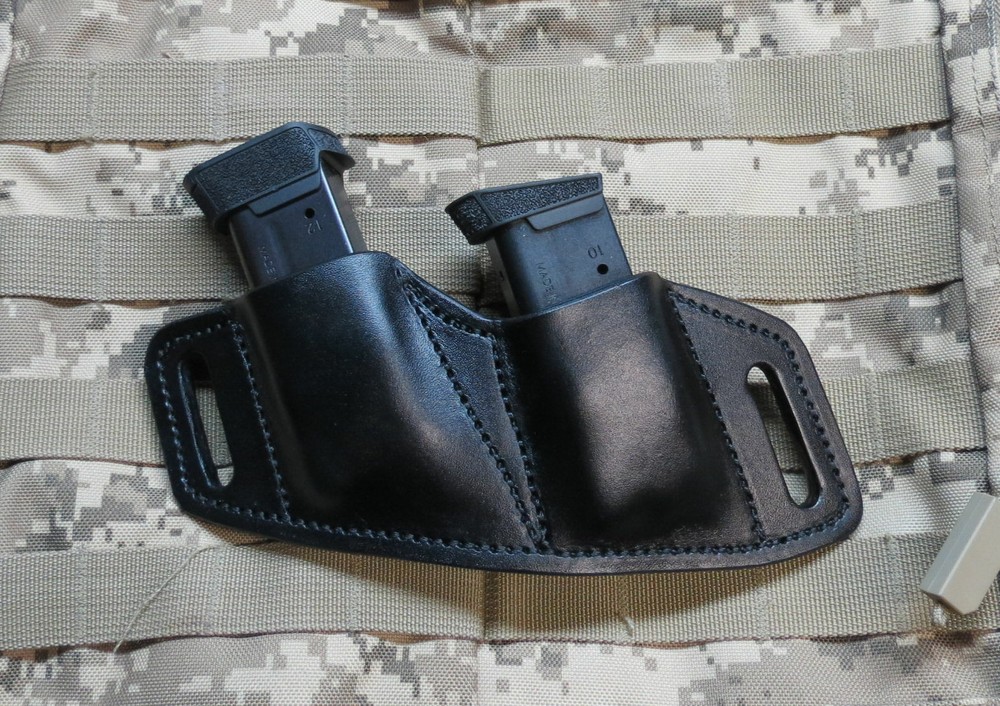 Fits Springfield Hellcat Leather Combat Double Magazine Holder, OWB. Made In USA