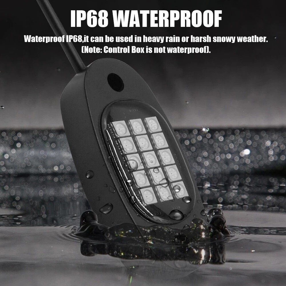 4x RGB LED Pods Rock Lights Kit Underbody Neon Light Fit Ford F-150 F-250 F-350