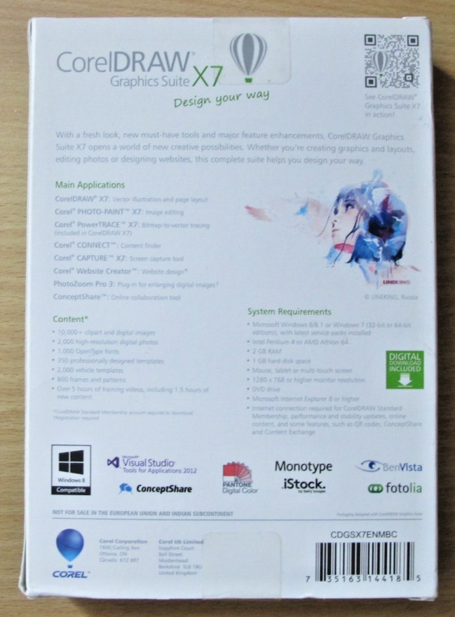 CorelDRAW Graphics Suite X7 CDGSX7ENMBC Windows Education Edition