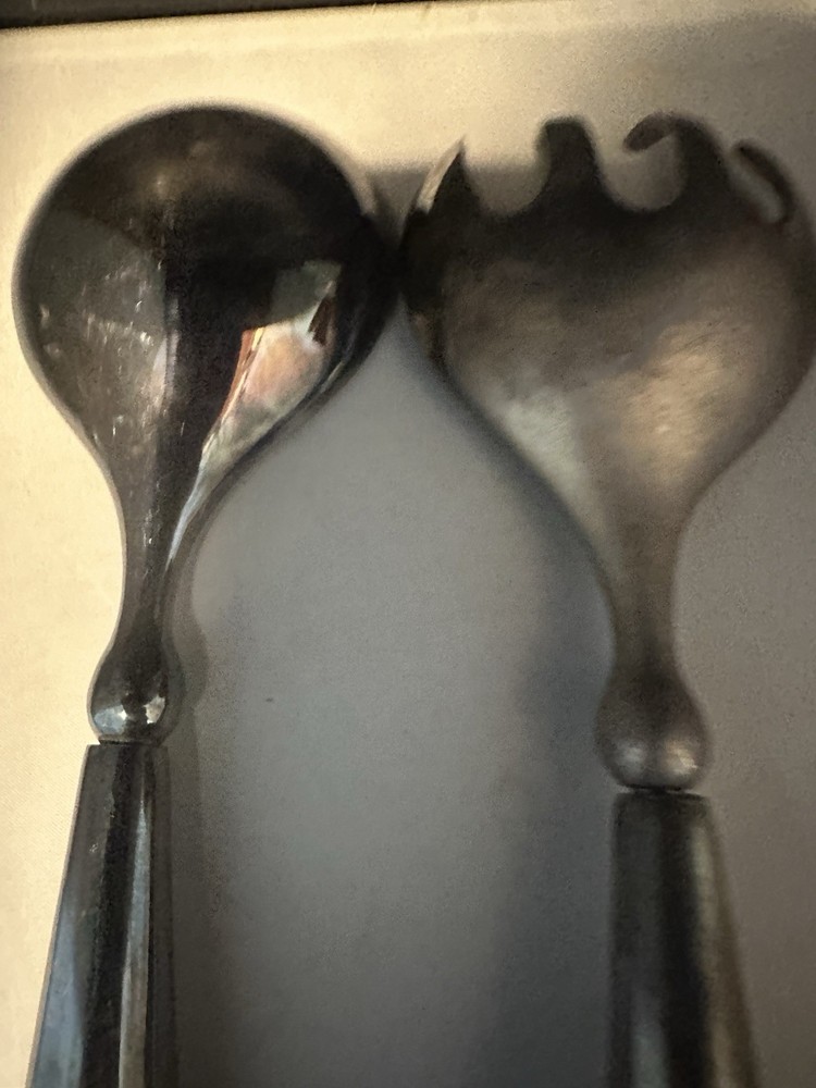 Vintage Silver Plated Salad Serving Fork & Spoon Set