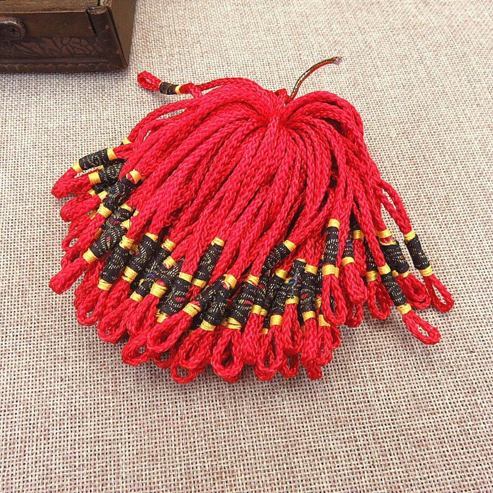 50 Red Chinese String Knotted Hand Lanyard Straps Key Ring Phone Dangle