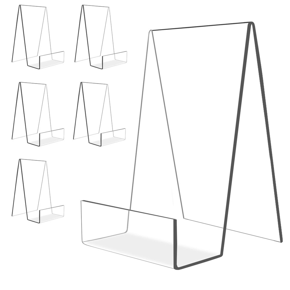 6'' x 4'' Acrylic Book Display Stand Clear Easel with Ledge Tablet