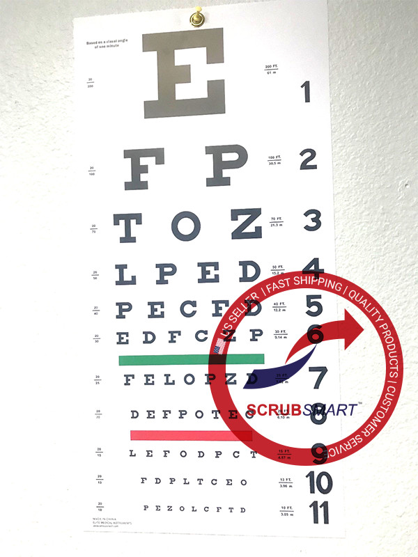 Snellen Eye Exam / Eye Test / Optometry Examination - Wall Chart -  22" By 11"