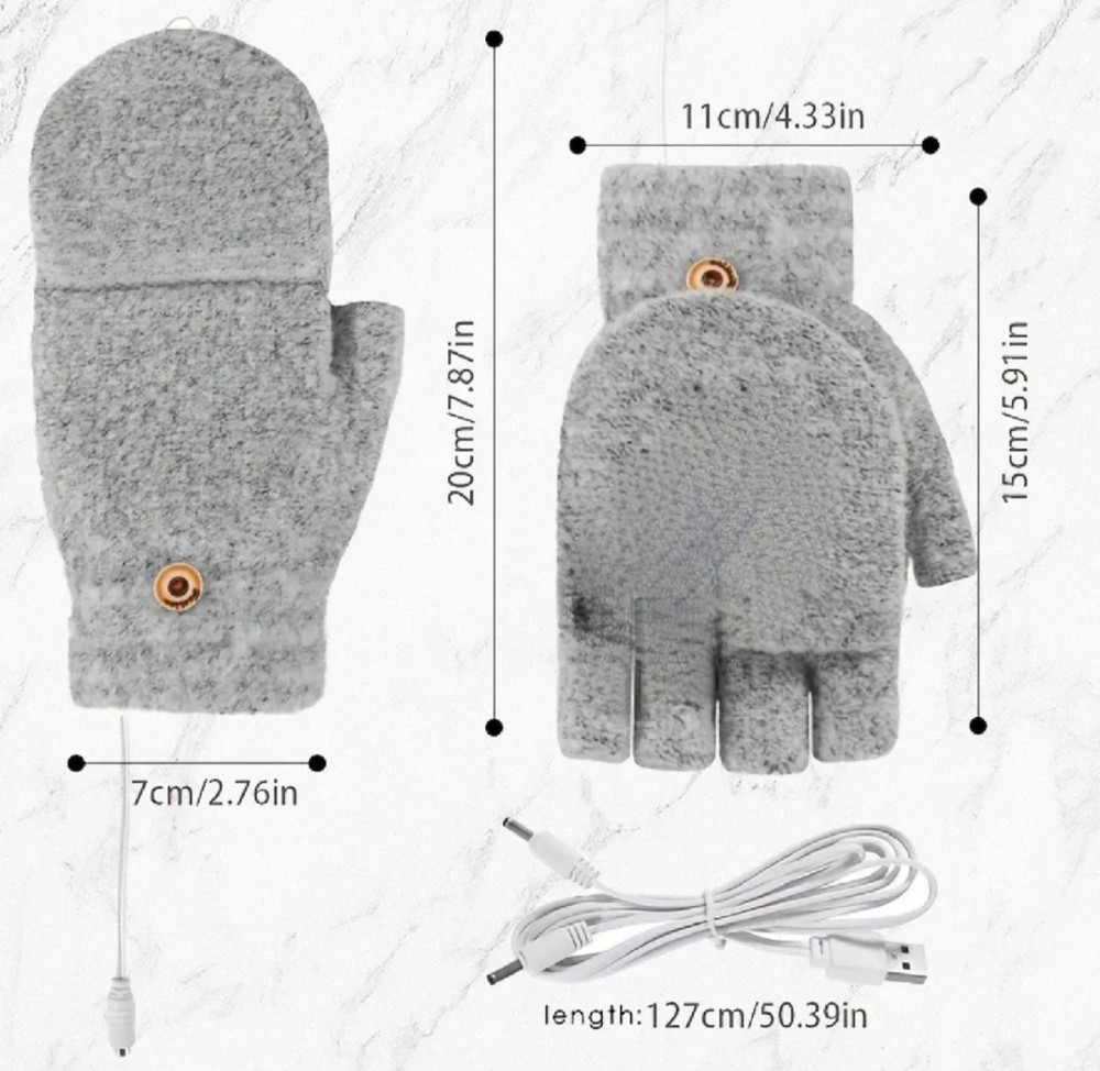 heated gloves USB Fingerless Mitton
