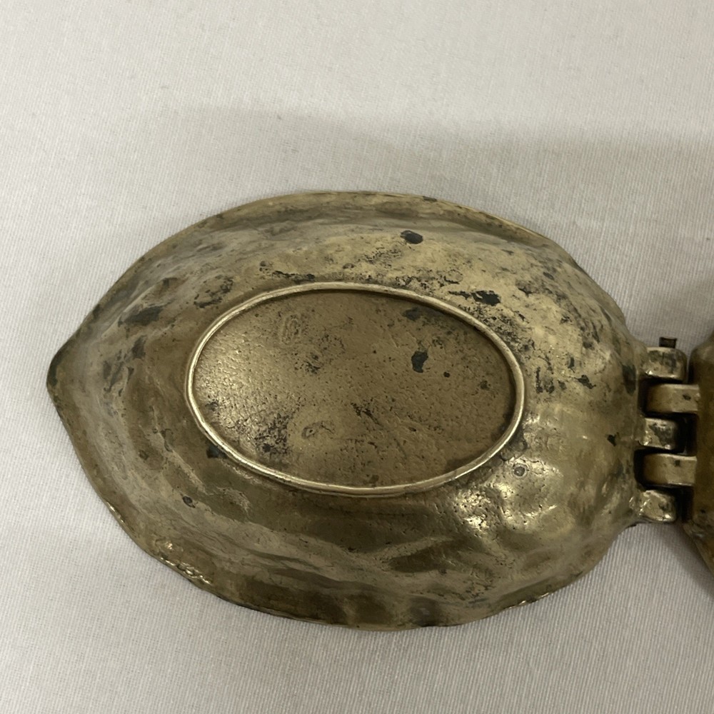 Vintage Solid Heavy Brass Walnut Nutcracker