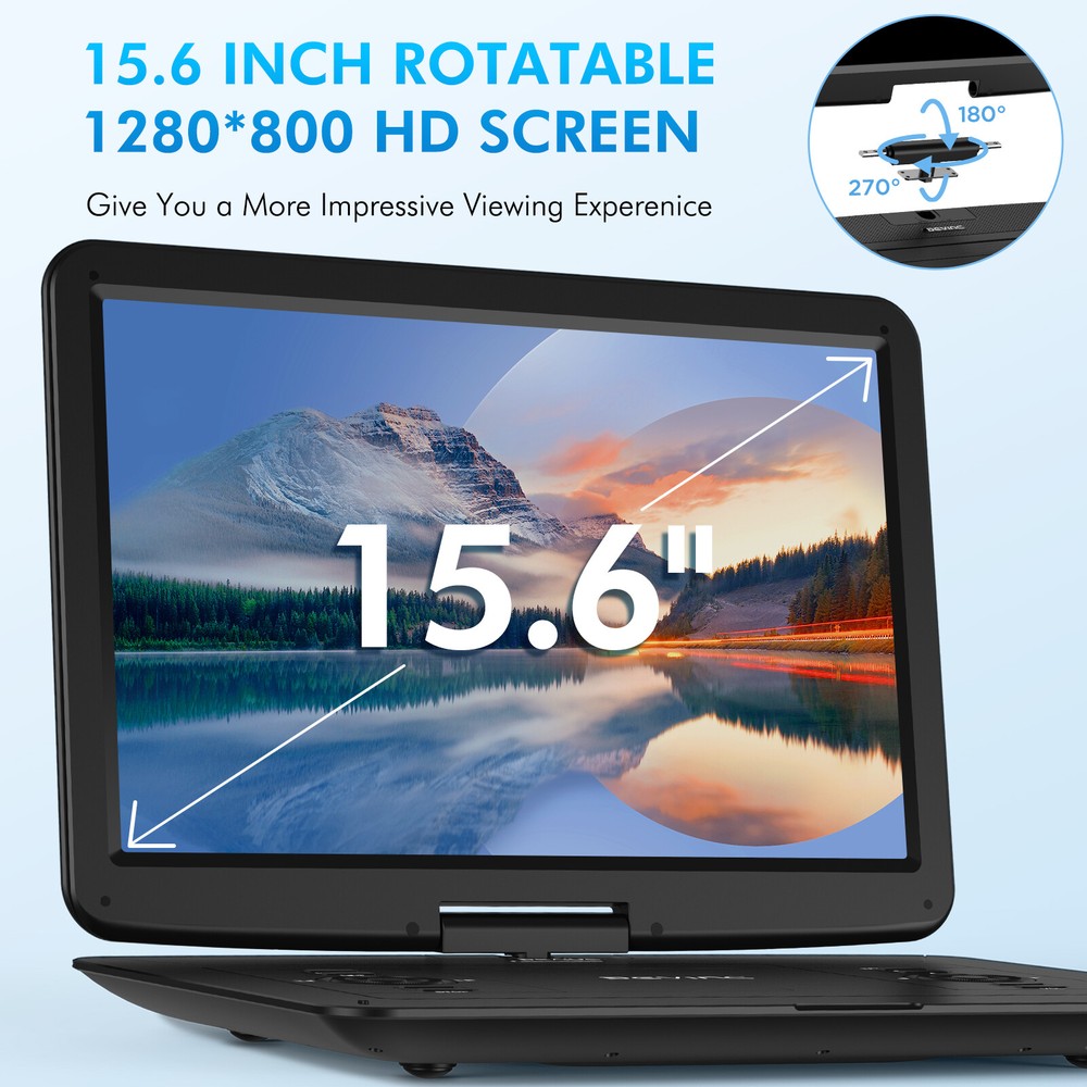 DEVINC 17.9" Portable DVD Player with 15.6" HD Swivel Screen Support CD/DVD/USB