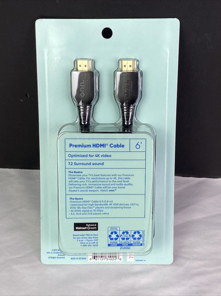 onn. 6' Premium HDMI Cable