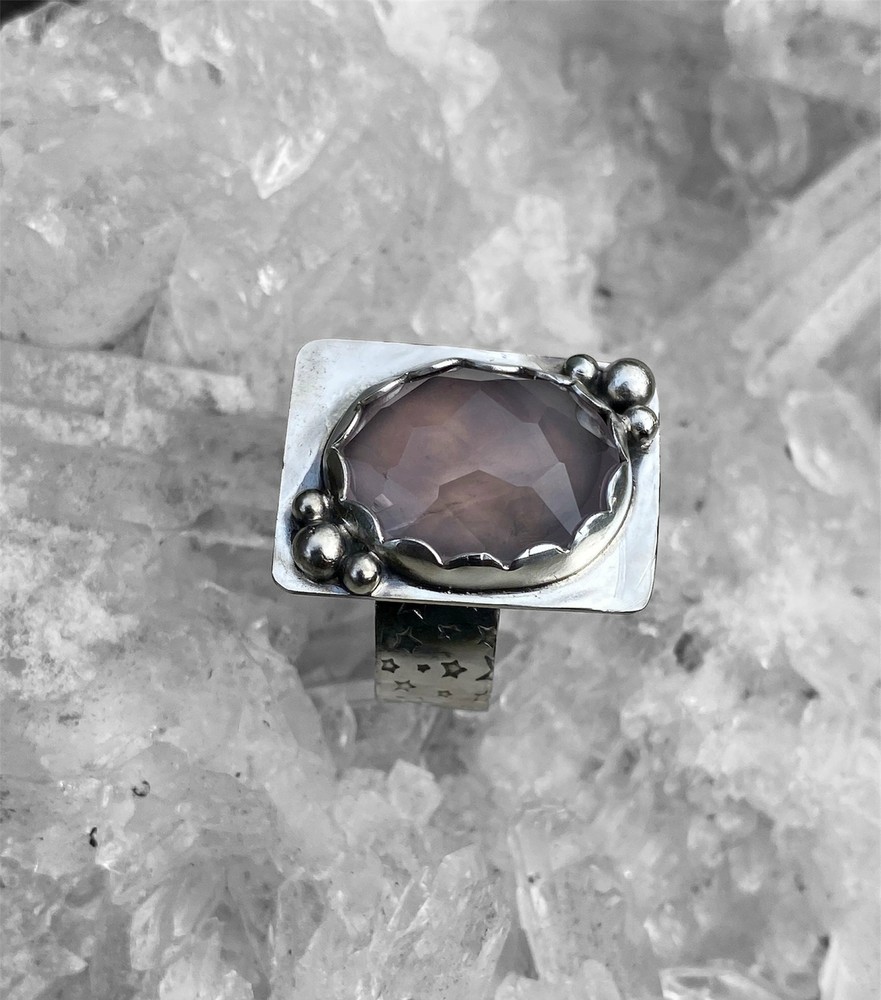 Rose-cut Rose Quartz Ring