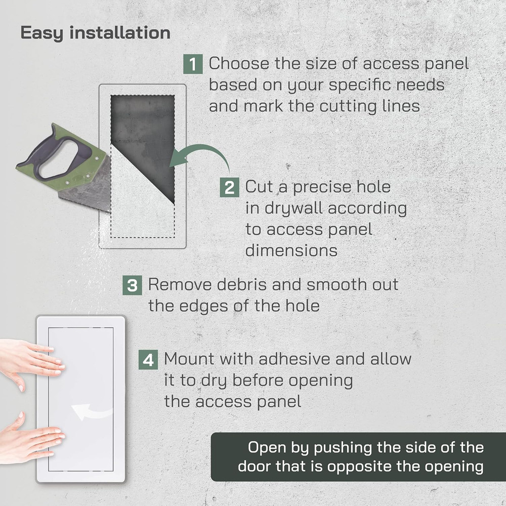 White ABS Plastic Access Panel 6 X 12 Inch (Opening) - Access Door for Drywall,