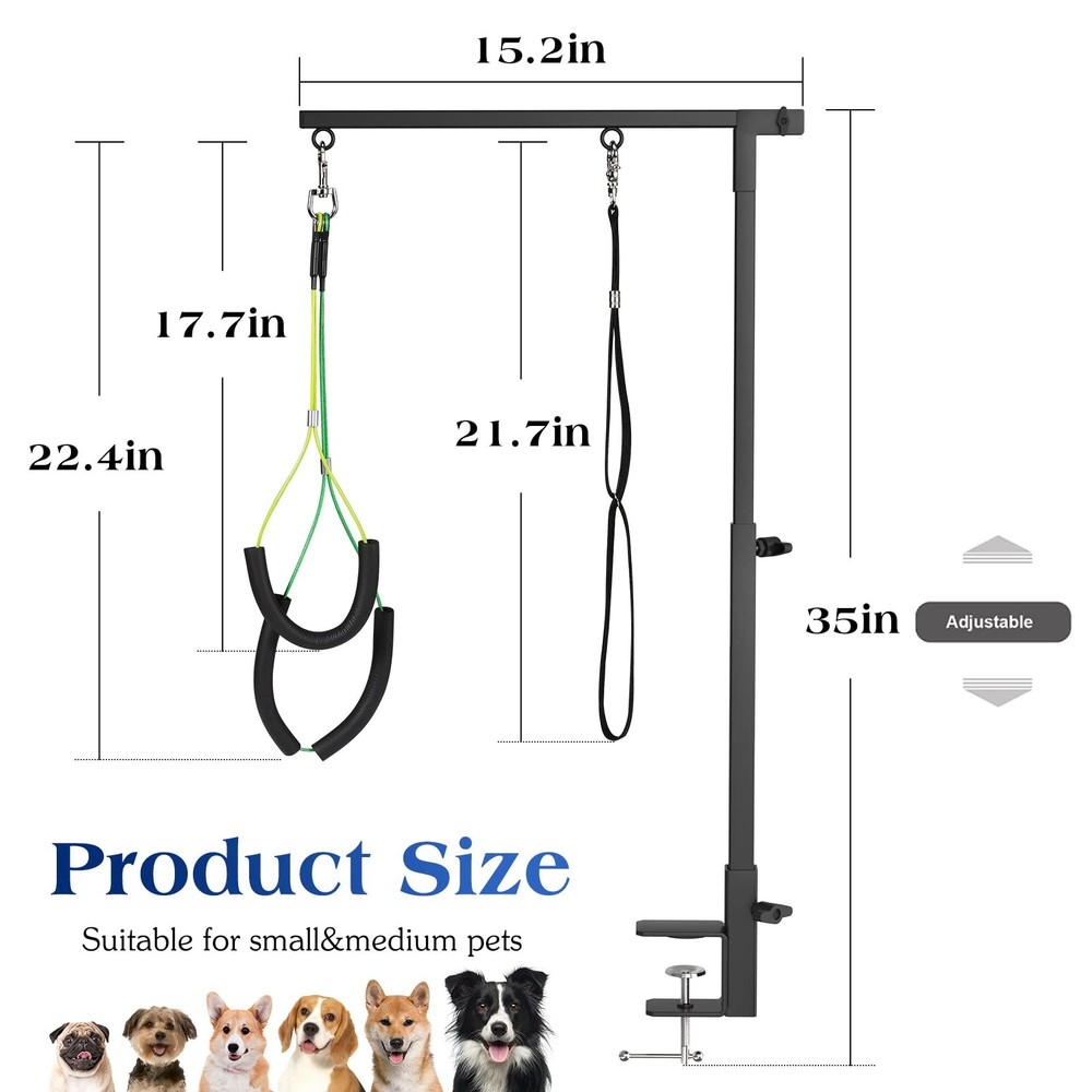 Dog Grooming Table with Clamp & Foldable Arm for Small/Medium Pets