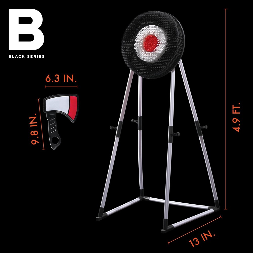 Black Series Axe Throwing Target Set, Includes 3 Axes & 4'9", Multicolor