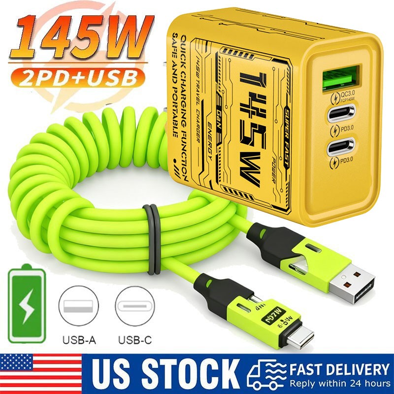 145W Fast Type C Wall Charger , 4-In-1 100W Super Fast Cable For Cell Phone iPad