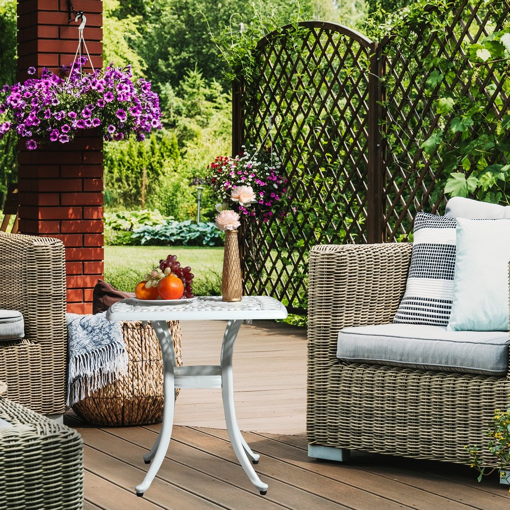 Outdoorr Cast Aluminum Square Table, End Table Side Table for Paio Backyard Pool