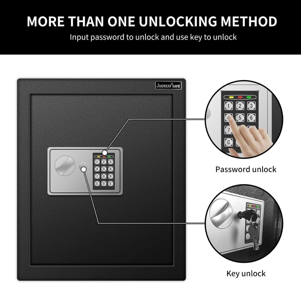 Compact 80 Key Electronic Safe with Sensor Light - Wall-Mounted Security Storage