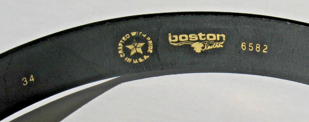 6582.1 Off Duty Boston solid leather belt, 1½" width, Black, plain, made in USA
