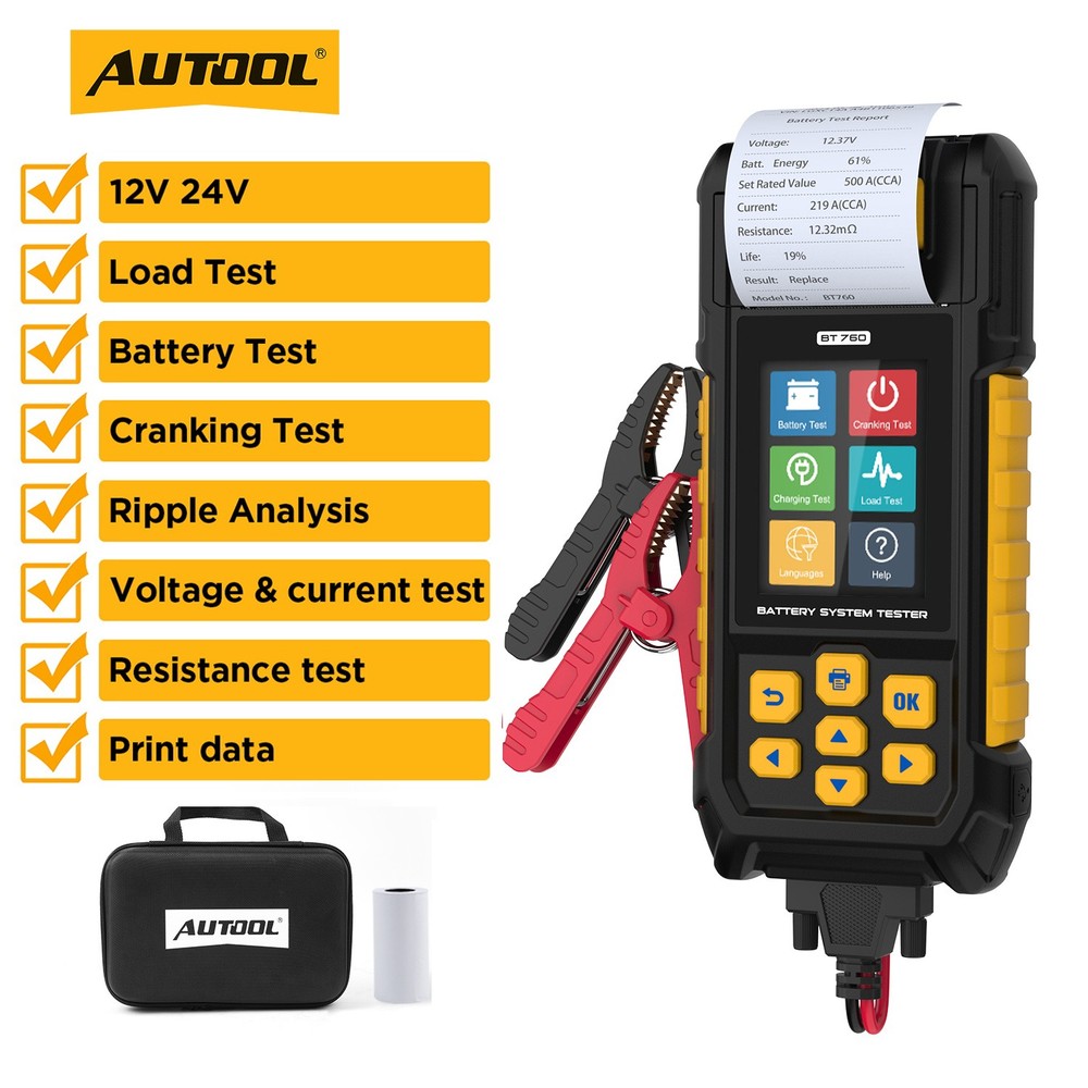 12V 24V Car Battery Tester Battery Load Tester Cranking Charging with Printer