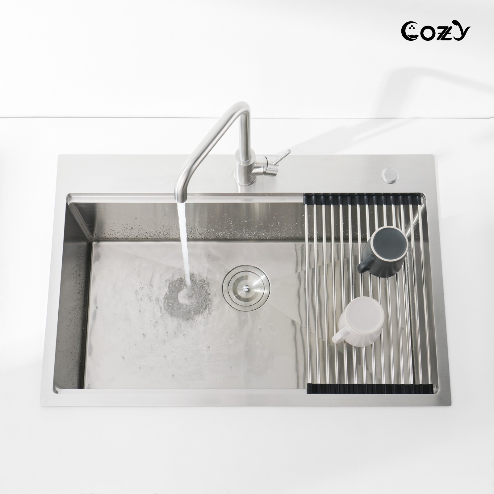 Cozy n Bath 33x22 inch overmount kitchen sink with accessors and drain