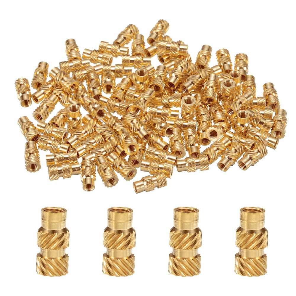 100pcs M3 Threaded Inserts Brass Heat Set Insert M3x10mm, OD 5mm Knurled Nuts
