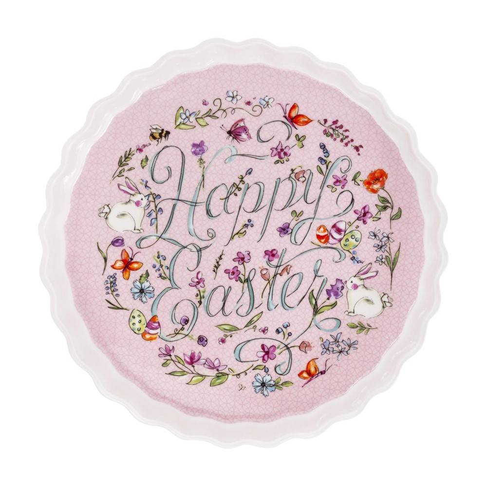 Boston International - Fluted Round Serving Dish - Happy Easter