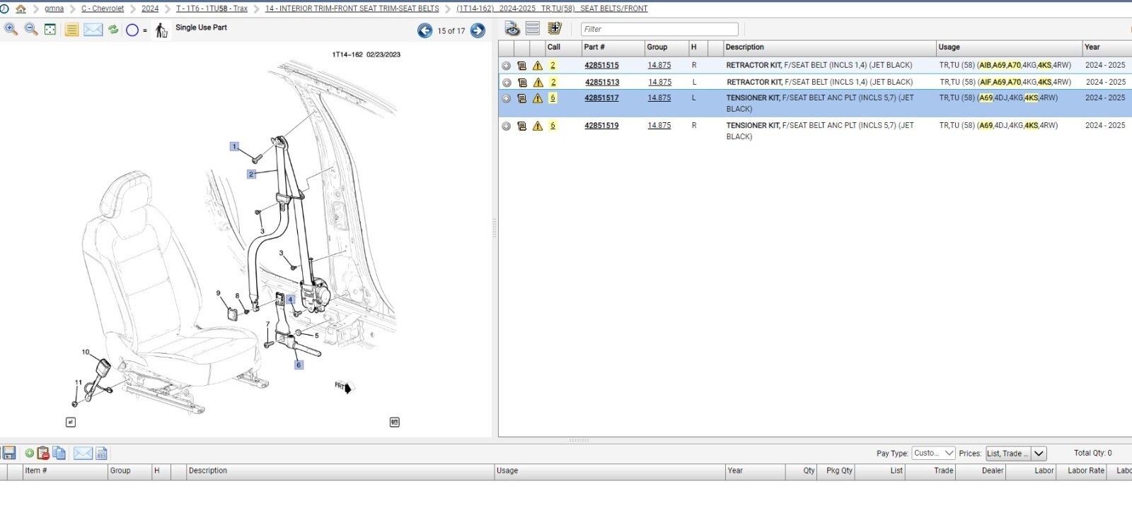 2024-26 CHEVROLET TRAX FRONT LEFT DRIVER SEAT BELT RETRACTOR KIT NEW OEM GM