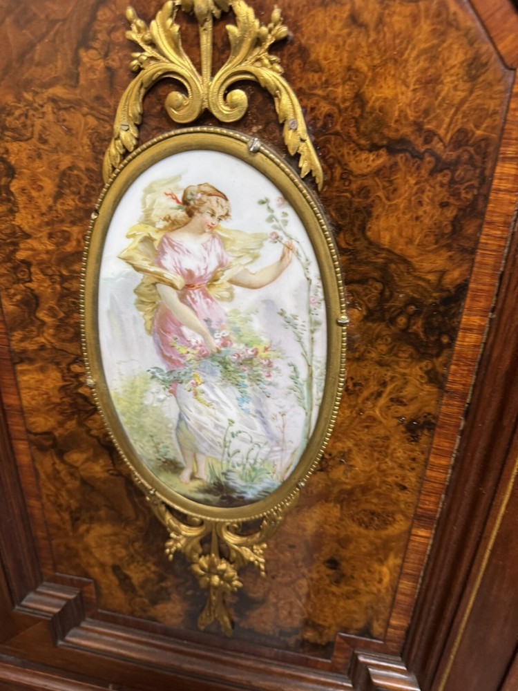 RENAISSANCE WALNUT AND BURLED DROP-FRONT DESK WITH PLAQUES