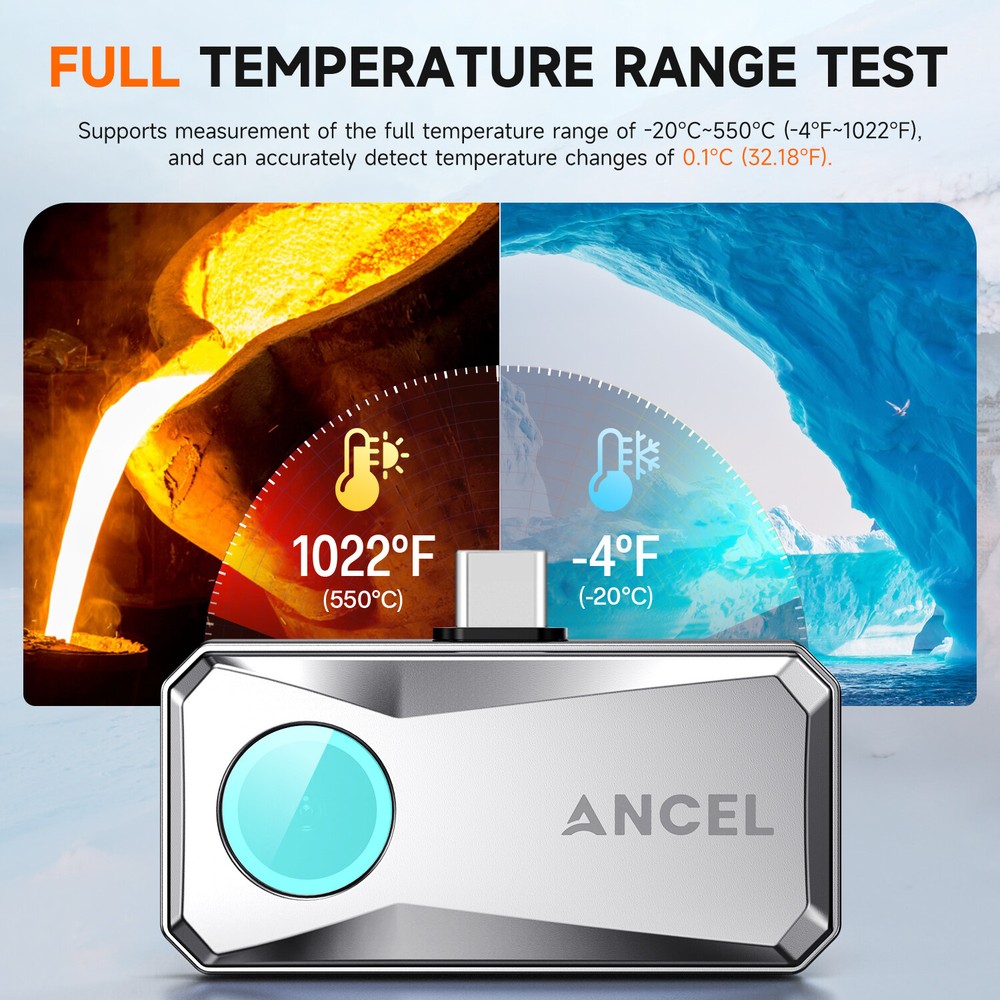 ANCEL IR101 Pro-Grade Thermal Camera Imaging for Android Phones USB Type C