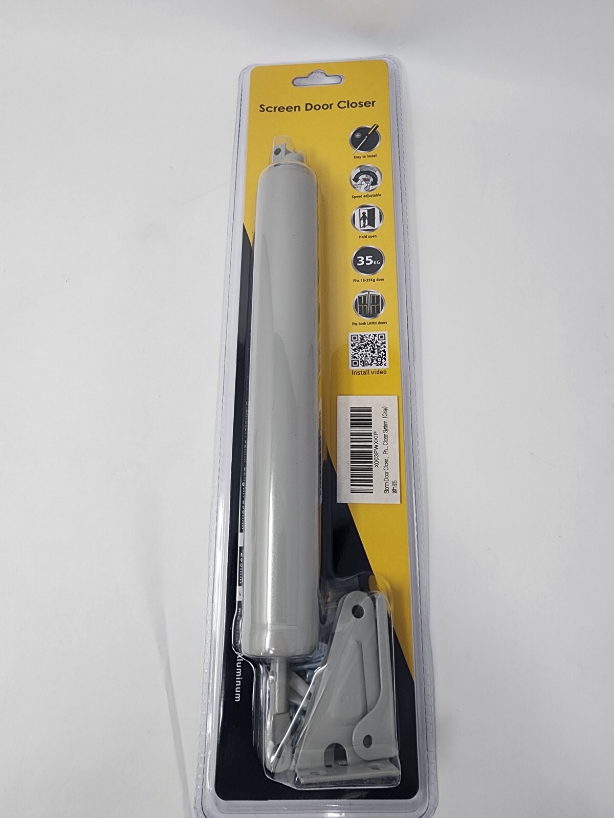 Storm Door Closer, Gray,Door Closure with Hold Open Feature & Smooth Closing Mot