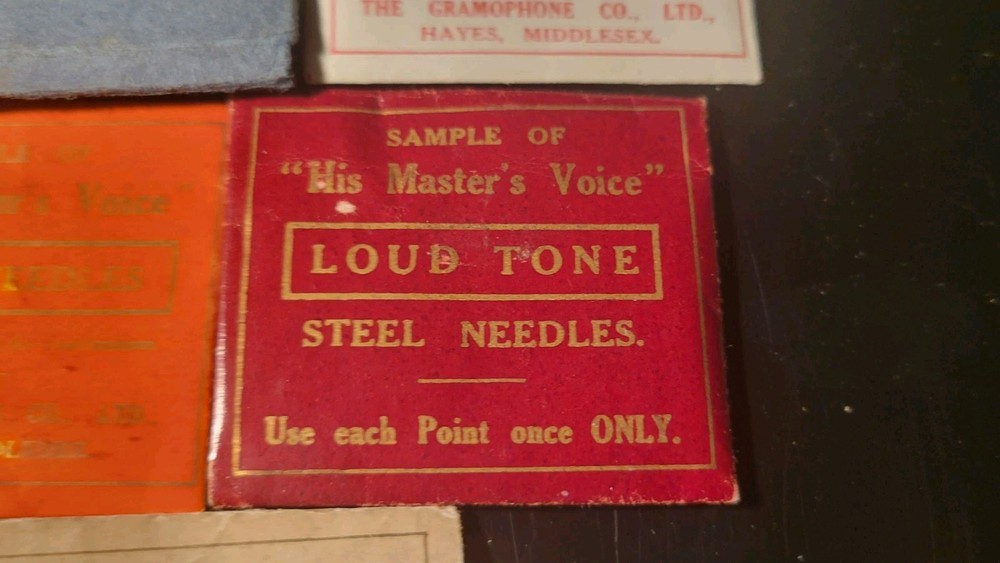 Rare Set Gramophone Phonograph Sample Needle Packets His Masters Voice England