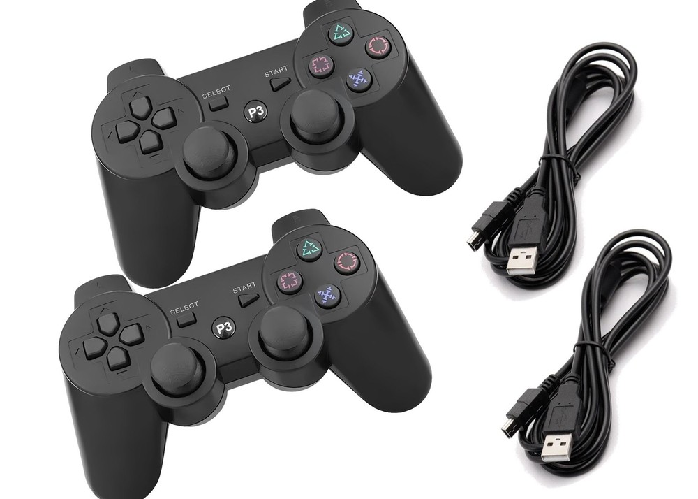 2x Black Wireless Bluetooth Video Game Controller Pad For Sony PS3 Playstation 3