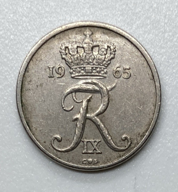 1965 Denmark 10 Øre Coin - KM# 849
