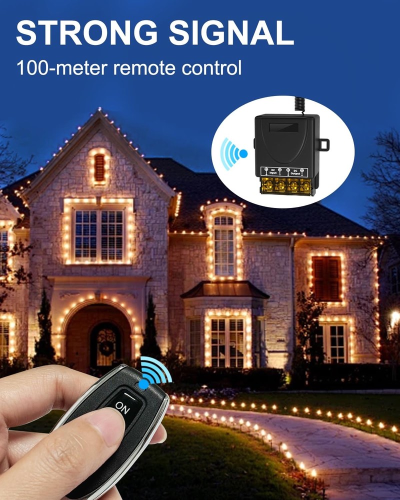 30A 12V Wireless Remote Control Switch Kit - Heavy Duty Relay with 2 Remotes, 32