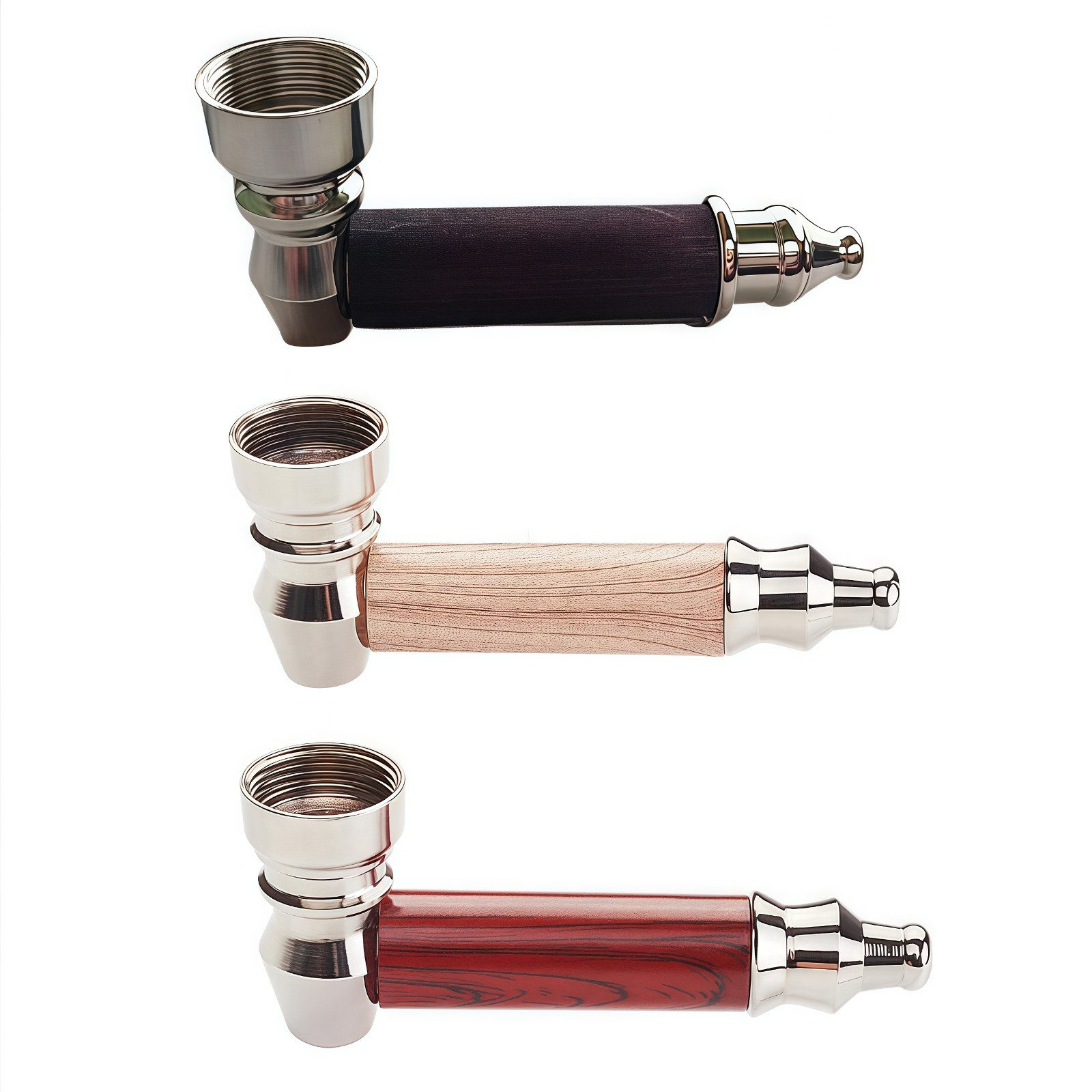 3PCS Metal Smoking Pipe w/Lid Tobacco Pipe Metal Hand Pipe Mini Metal Pipe US