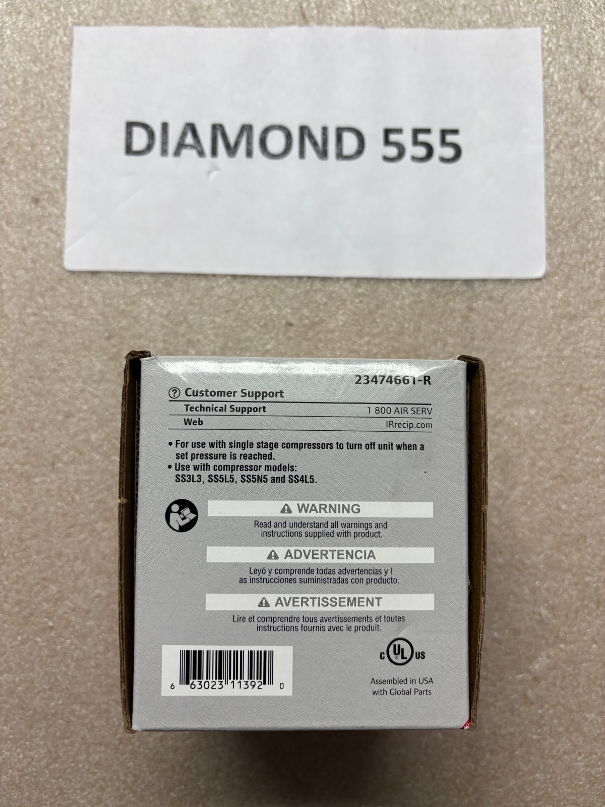 Ingersoll Rand Single Stage Pressure Switch - 23474661-R | 3920