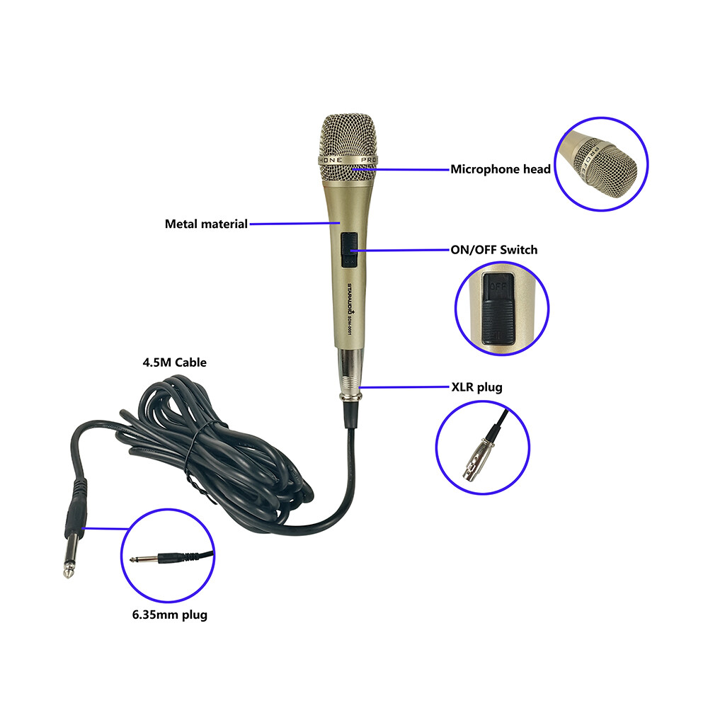 Audio Wired Handheld Microphone Dynamic Microphone W/ XLR Cable Mic Karaoke Mic