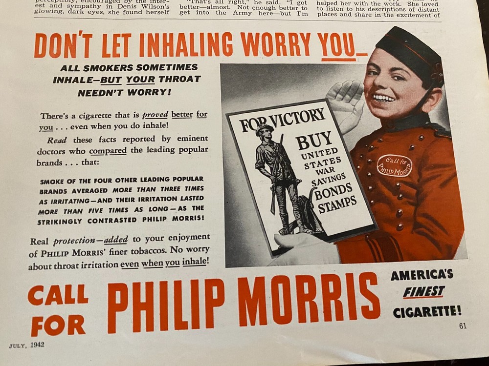 Philip Morris Cigarettes, Half Page Vintage Print Ad, a