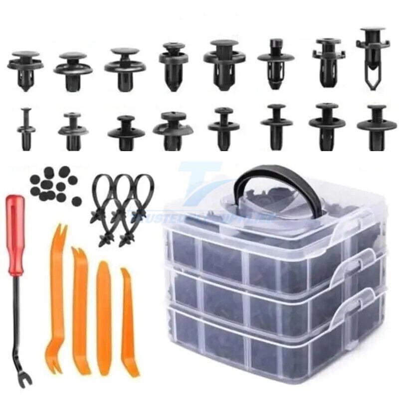 650Pcs Car Retainer Auto Fasteners Push Trim Plastic Clips Pin Rivet Bumper Kit