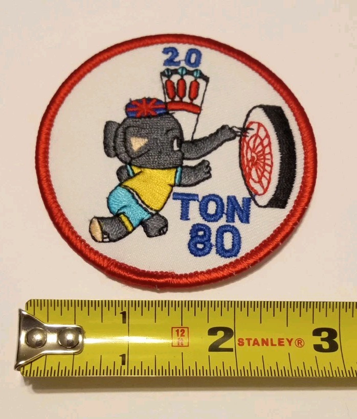 Throwing Dart Patch Ton 80 Elephant New VTG Embroidered