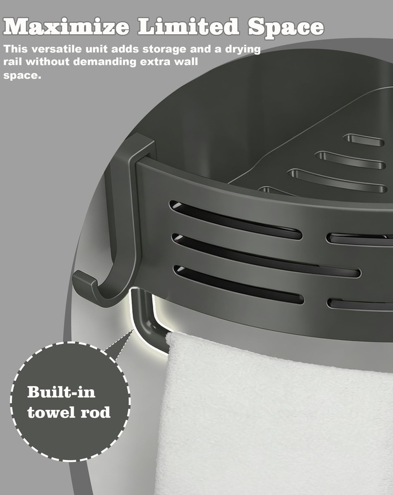 3 Pack Plastic Corner Shower Caddy with Twist-Lock Suction Cups & a Pre-Appli...