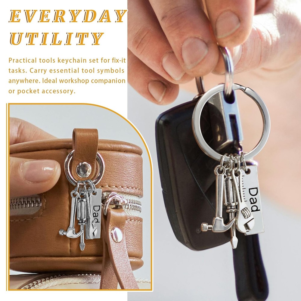 MEDIHOOL 20PCS Tools Keychain, Dad's Keychain with Wrench Hammer Screwdriver Cha