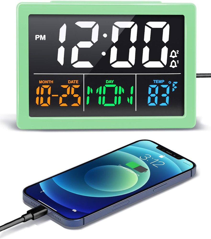 Digital Alarm Clock, with 5.5" Large LED Time Display, Adjustable Alarm Volume,