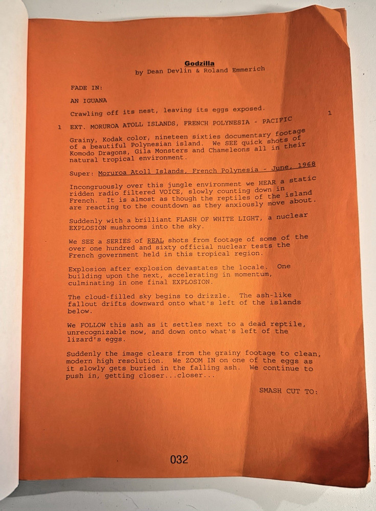 Godzilla Original Movie Script Screenplay Draft Cinephonic Ent. Unproduced