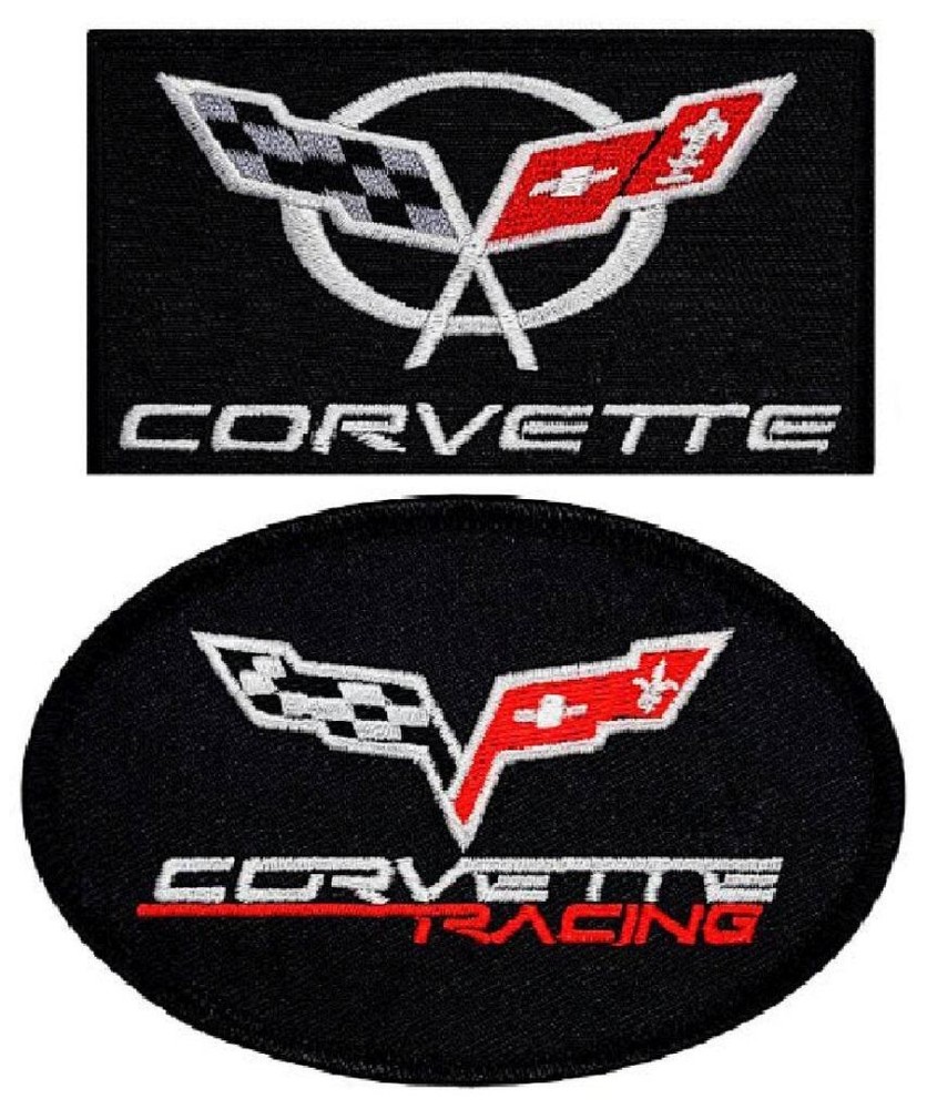 Corvette Racing Checkered Flags Embroidered Patch |2PC IRON ON  (129,125)