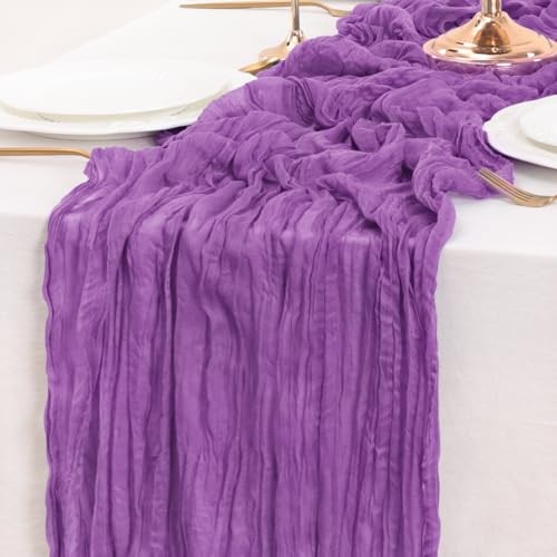 Table Runner Cheesecloth Table Runner 10FT Farmhouse Table Runners 10ft Purple