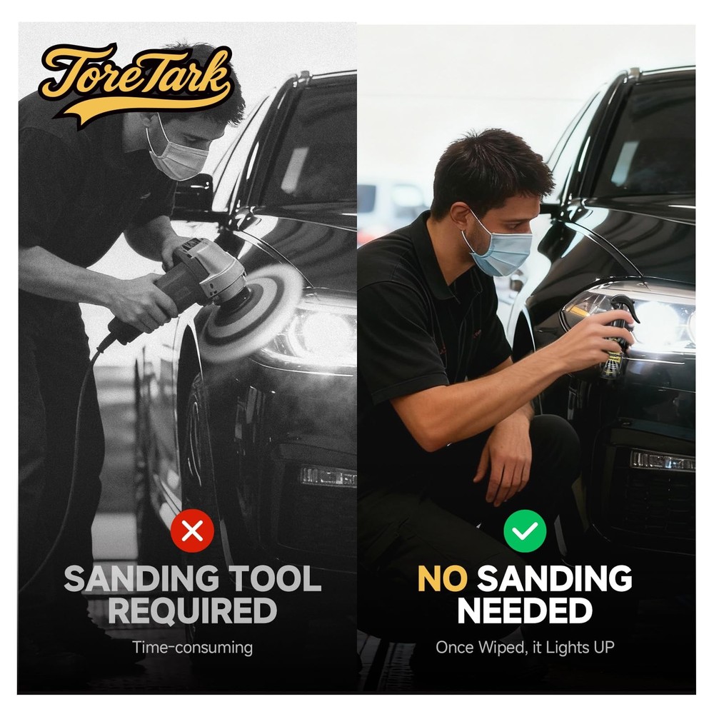 Car Headlight Restoration Kit, No Power Tools Required, 100+20+1+1, Clear