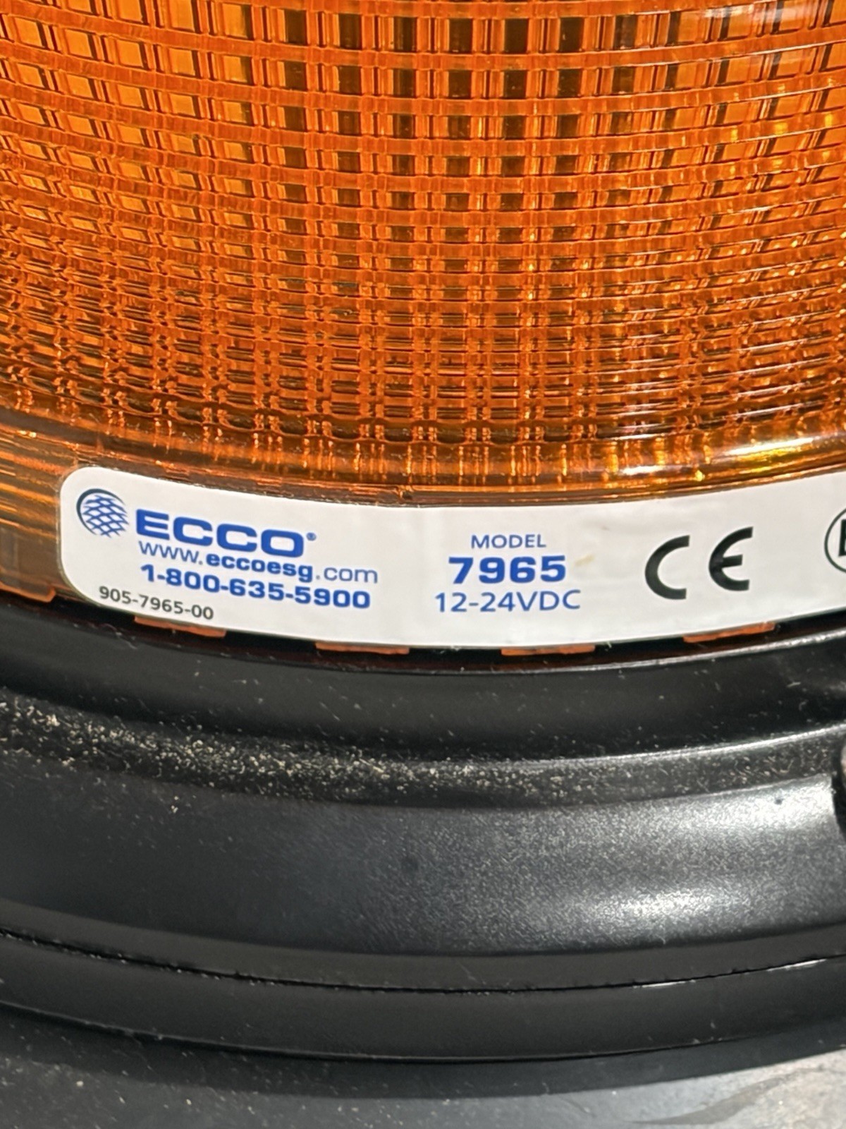 ECCO 7965A-VM LED Beacon Amber SAE Class 1 Vacuum Mount Lighter Adapter