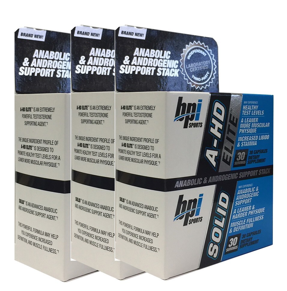 [3 pack] BPI Sports A-HD Elite & Solid Combo 30 Capsules