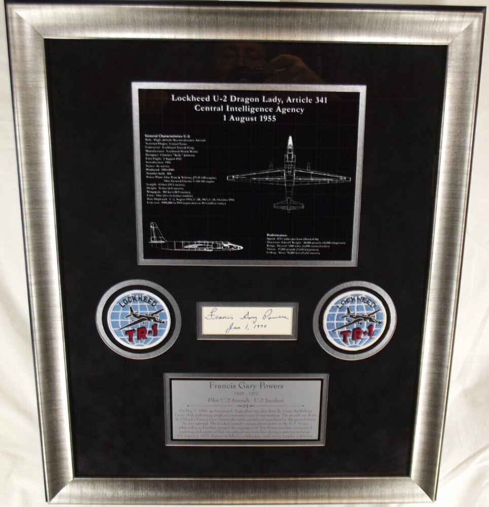 Francis Gary Powers Pilot U-2 Spy Plane Shot Down 1960 Autograph Framed Display